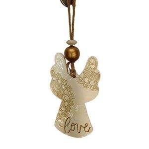 Burton + Burton Lace Pattern Resin Angel Ornament With "Love" Script & Hanging C